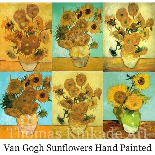 Van Gogh Sunflowers Painting Still Life Hand Painted Modern Art Oil On Canvas Irises Roses Poppies Flower Artwork for Bedroom