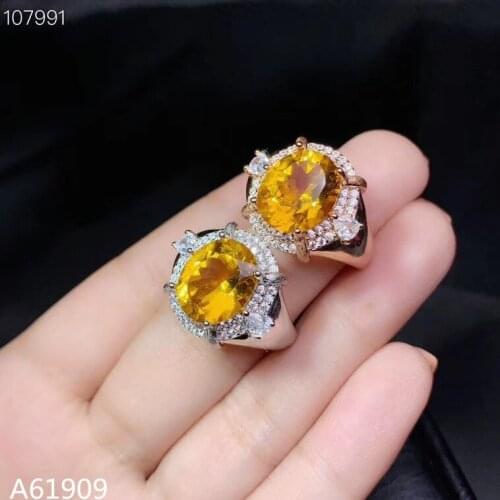 KJJEAXCMY boutique jewelry 925 sterling silver inlaid citrine gemstone female ring mini xcdf