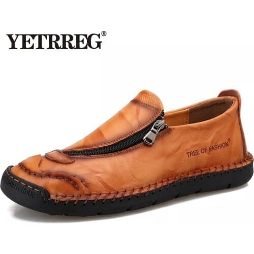 Classic Men Casual Shoes High Quality Leather Men Loafers Flat Spring Autumn Mans Moccasins Shoes Breathable Mens Flats Shoes