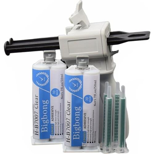 2pcs 50ml Epoxy Resin Glue Adhesives 1:1 AB Glues with 4pcs Static Mixing Nozzles and 50ml Manual Caulking Gun 1:1 Glue Gun Tool