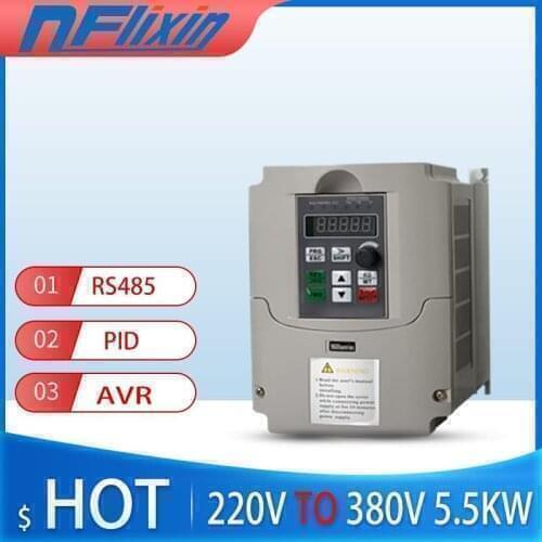 VFD Converter 5.5KW 220V in and 380V out single phase 220V household electric input and Real Three-phase 380V output