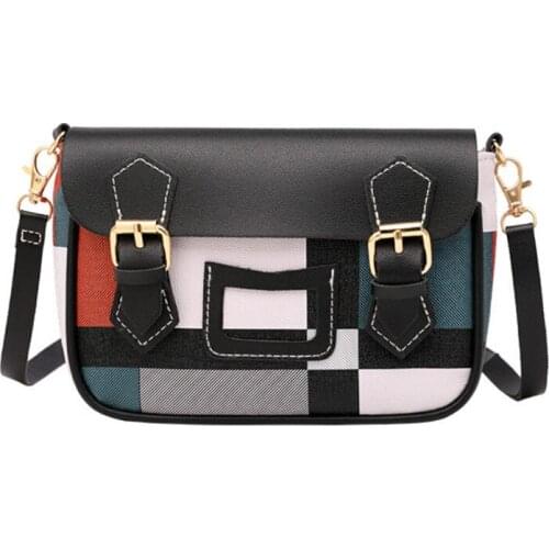 Retro Matte Patchwork Crossbody Bags for Women Messenger Bags Chain Strap Shoulder Phone Bag Lady Small Flap Criss-cross Bag