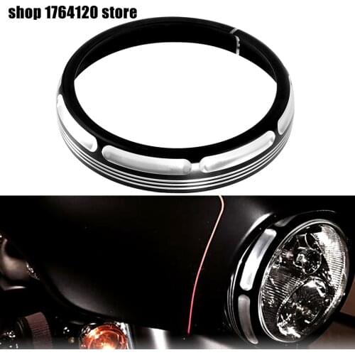 Motorcycle 7" Burst Headlamp Trim Ring Black For Harley Touring Street Glide Road King Trikes FLHX FLHR FLH/T 1996-2020