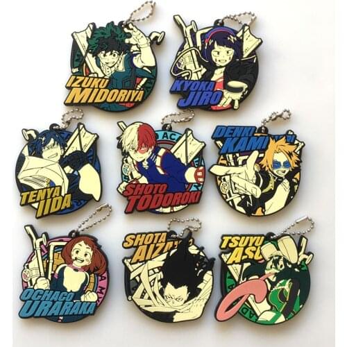 My Hero Academia Japanese anime figure bakugo katsuki OCHACO URARAKA Todoroki Shoto Rubber mobile phone charms/keychain/strap