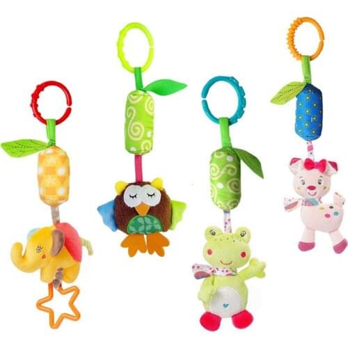 Baby Infant Animal elephant rabbit owl frog Soft Rattles Bed Crib Stroller Music Hanging Bell kids Stuffed Toys