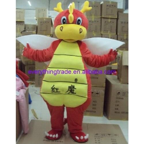 New arrival 2017 Cartoon Character lovely Red Dinosaur Mascot Costume party costume Adult Size