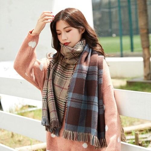 New arrival comfortable wild thick soft plaid warm couple temperament long fresh simple high quality double sides warm scarf