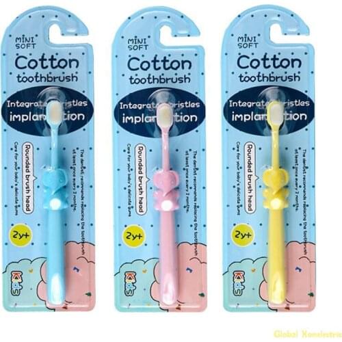 3pcs/lot Baby Training Toothbrush Silicone Soft Fur 2-10 Year Old Cartoon Elephant Baby Ultra Soft Bristles Toothbrush