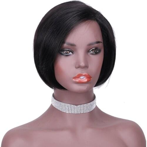 Pixie Cut Wig Short Bob Wigs For Women Colored Human Hair Wigs Jet black Color Straight Human Hair Wigs Pixie Cut Bob Lace Wig