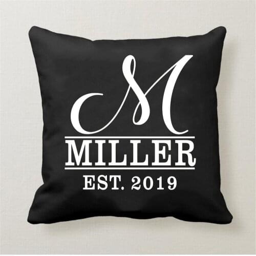 Personalized White Black Printed Cushion Cover Custom Name Throw Pillow Case Anniversary Gifts Home Sofa Decoration Pillowcase