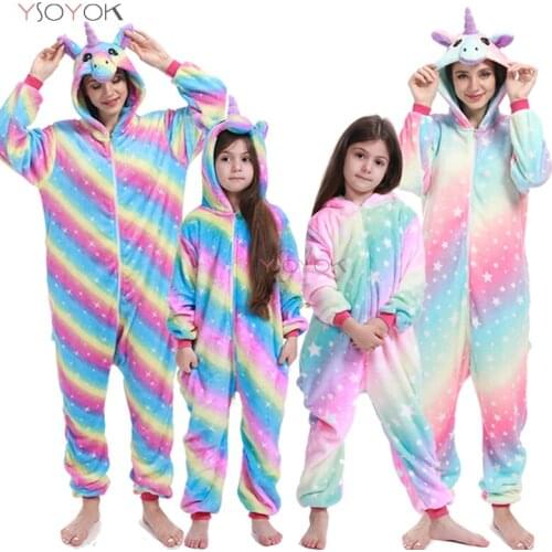 Kigurumi Pajamas Kids Unicorn Onesie Cartoon Boy Girl Animal Jumpsuit Baby Pyjama Women Sleepwear Winter Sleepers Blanket