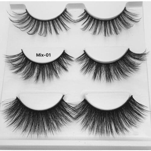 NEW Mix 3 Pairs mink eyelashes natural long makeup false eyelashes 3d mink lashes 1cm-1.5cm eyelash extension faux lashes