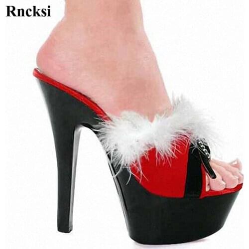 Rncksi New 15 CM High Heels Slippers Club Night Shoes Sexy Pole Dancing Shoes Platform Womens Party Shoes Slides Shoes