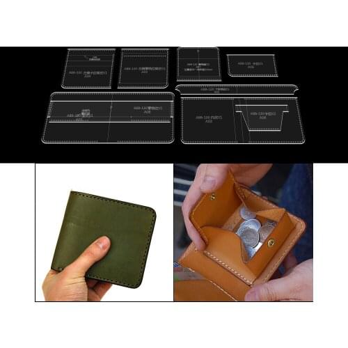 DIY Sewing Short Folding Leather Wallet Clear Acrylic Template Leather Sewing Pattern Sewing Stencil