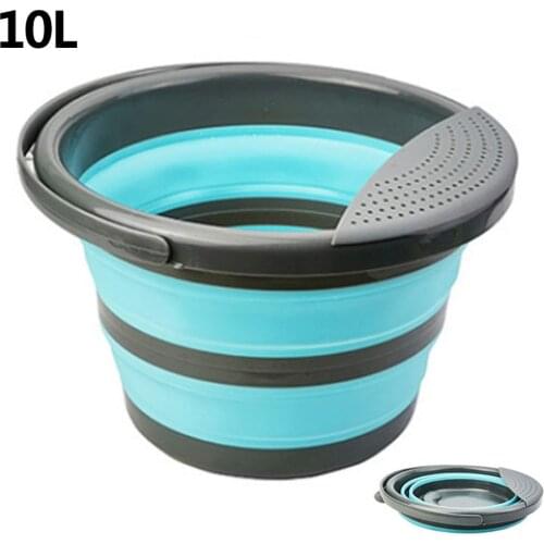 4L/10L Collapsible Bucket Portable Folding Bucket Water Container with Sturdy Handle for Cleaning Fishing Car Wash Picnic Travel