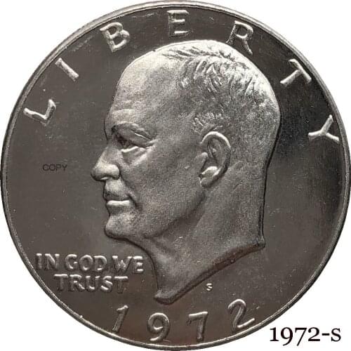 United States America 1972 S Liberty In God We Trust US 1 One Dollar President Eisenhower Cupronickel Silver Plated Copy Coin