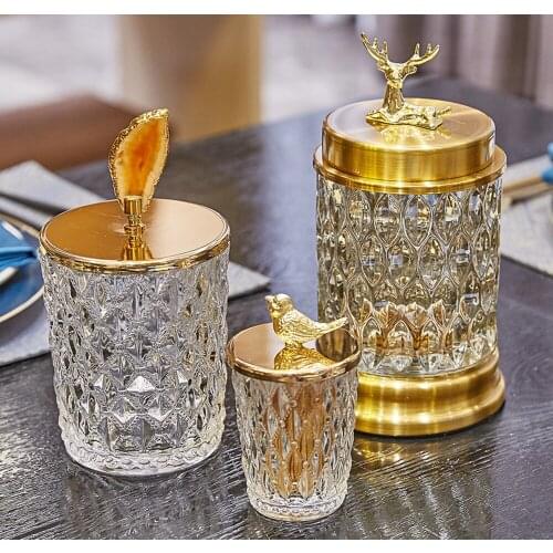 Glass Storage Jars Relief Tea Canister Candy Pot Natural Agate Stone Decorative Crystal Storage Jar With Cover Spice