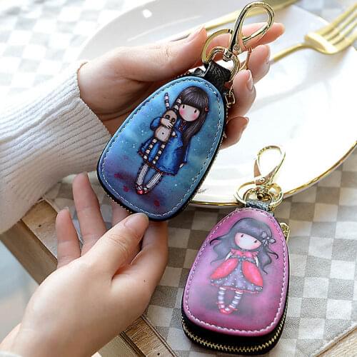Fashion Graffiti Design Women Girls Key Bag PU Leather Key Wallets Housekeepers Car Key Holder Case High Quality Keychain Pouch