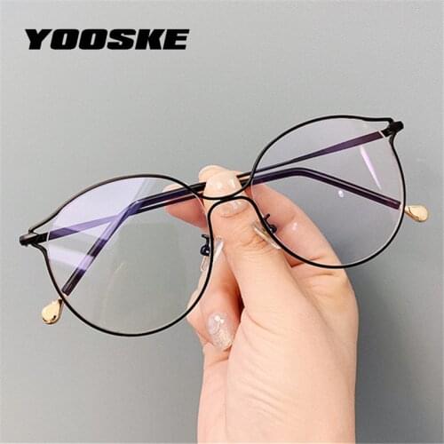 YOOSKE Brand Cat Eye Glasses Frames Women Trendy Myopia Frame Rose Gold Optical Eyeglasses for Ladies Fashion Spectacles