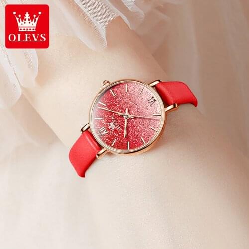 OLEVS Womens Watches Luxury Waterproof Ladies Quartz Wristwatch Fashion Starry Sky Minimalist Watch Bracelet Clock Dropshipping