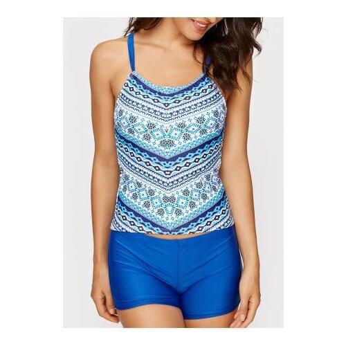 Women Swimwear Irregular Floral Printed Halter Two Piece Swimsuit Vintage Sexy Backless Tankini Set Women Leaf Printed Swimsuit