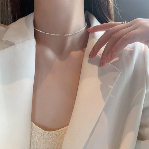 925 Silver Necklace for Women Star Pull Sterling Silver Women Chain Necklace Choker Fashion Jewelry Accessories Trend