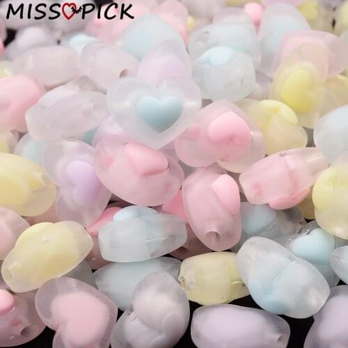 10/30/50pcs 17x13mm Matting Acrylic Heart Beads Loose Spacer Beads for Jewelry Making Handmade DIY Bracelet Necklace Accessories