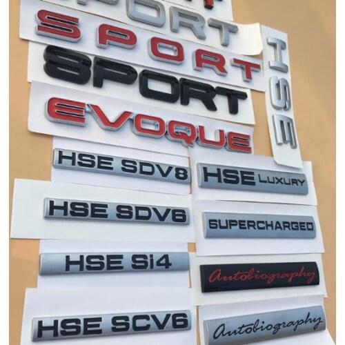 20pcs New Car Styling Autobiography Sport Evoque HSESDV6 HSESDV4 HSESi4 HSELUXURY SUPERCHARGED Rear Boot Badge Emblem Sticker