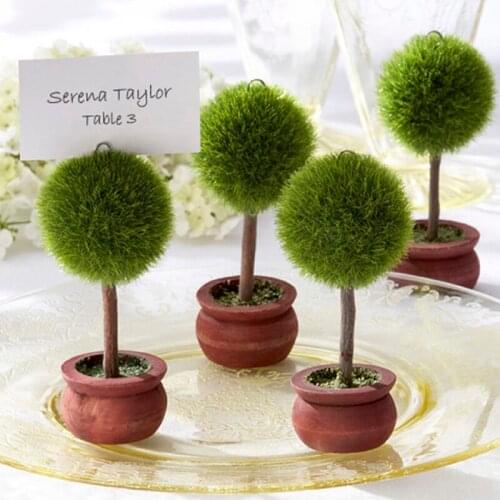 30PCS Factory Directly Sale Wedding favor Green Puffer Ball Topiary Photo Holder Place Card Holder Wholesale Free shipping