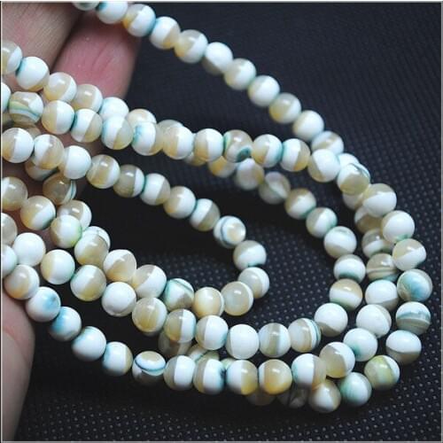 66pcs nature Seawater shell loose beads round ball shape saltwater shell beads size 6mm spacer beads diy beads accessories