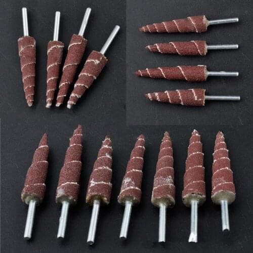 7 pcs Tapered helical sandpaper Rod 3mm SHK polished burs80-600 P sanding tool Grinding and polishing Blind wheel grinding head