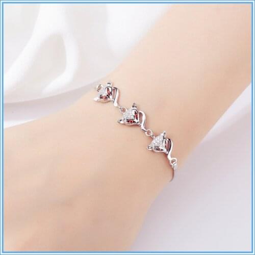 925 sterling silver bracelet bracelets for women friendship bracelets pandoras bracelet Three lovely foxes The bracelet is pl