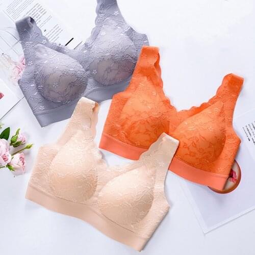 SofbeauForY Japanese Style seamless underwear full lace foam-latex Cup sexy beauty back without steel ring vest one-piece bra