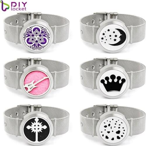 30mm Stainless Steel Aromatherapy Diffuser Bracelet With Free Pads BD109-243
