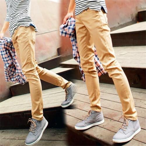 Male Casual Khaki Pants Slim Beige Fashion Trend of The Male Pants Small Straight Trousers Pants Men Pantalon Homme Men Clothes