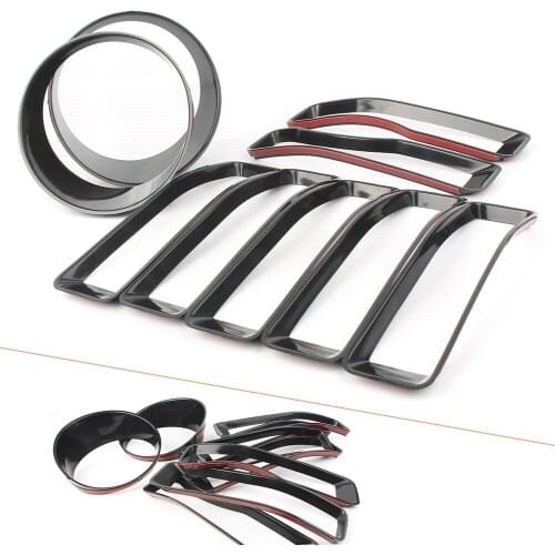 Black ABS Car Front Racing Grill Insert Headlight Bezel Trim Decoration For 2018 Jeep Wrangler JL Accessories