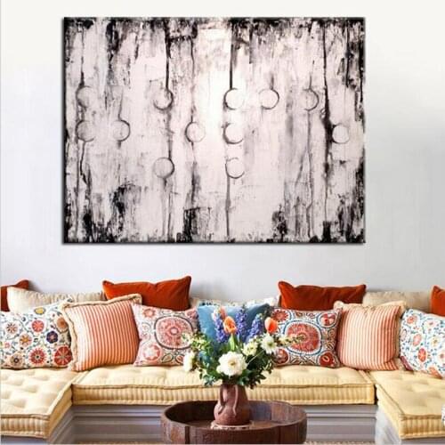 Pure Hand Painted Black White Abstract Oil Painting Decorative Picture for Home Decor Canvas Art Wall Decor
