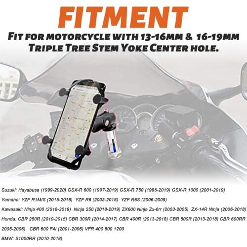 Caliber 13MM-19MM Phone Holder Motorcycle GPS Navigation Bracket USB Charger For Honda Yamaha Kawasaki Ducati BMW Triumph