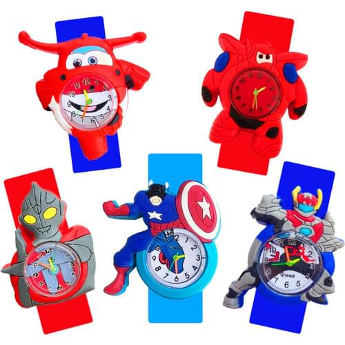 Cartoon Aircraft Car Style Childrens Watches Kids Students Girls Boys Children Colored Silicone Strap Quartz Wrist Watch Clock