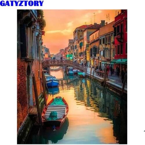 GATYZTORY Frame Picture Boat Wave DIY Painting By Numbers Landscape Acrylic Paint By Numbers For Home Wall Art Picture 60x75cm
