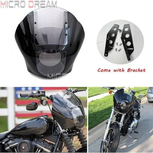 Motorcycle Quarter Headlight Fairing Clear Windscreen w/ Bracket Kit For Harley FXR Sportster 1200 Iron 883 XL883N 1988-2016