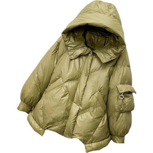 2021 Spring Autumn Fashion New Women Short Down Jackets Lady Ultralight Thin Zipper Coats Ladies Slim Solid Hooded Outerwear