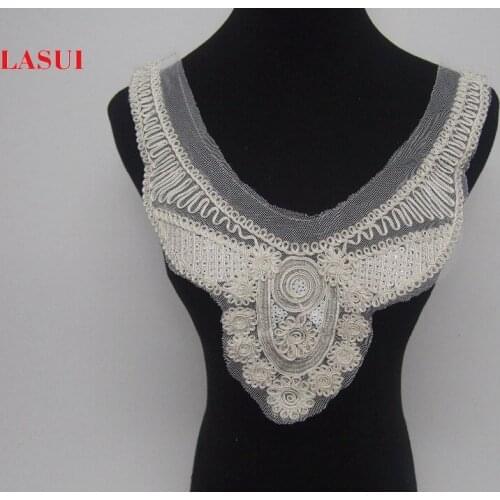 LASUI classic handmade 2 colors Sequins lace collar For Sewing Supplies Crafts DIY evening dress wedding dress Fashion 0147