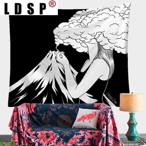 LDSP Hippie Black White Tapestry Wall Hanging Carpet Beach Towel Background Cloth Blanket Yoga Mats Art Bedroom Dorm Home Decor