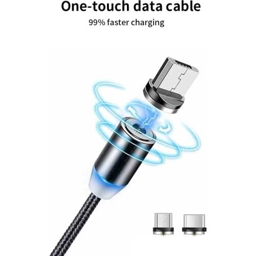 360 degrees Rotate Magnetic Cable Fast Charging Magnet Charger Micro USB Type C Cable Mobile Phone Wire Cord For iPhone Xiaomi