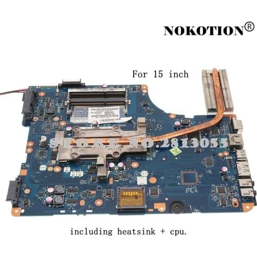 Nokotion NSWAA LA-5321P Laptop Motherboard For Toshiba L500 L505 Main board 15 inch With Heatsink and Cpu Fit For La-5322P