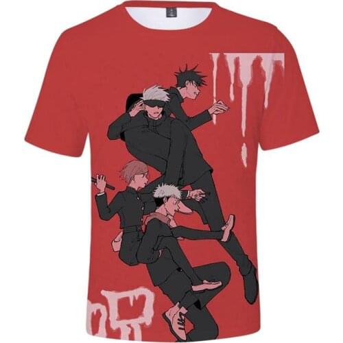 2021new hot-sale 3d Jujutsu Kaisen anime mens top fashion breathable manga figure oversized t-shirt for boy kids anime top