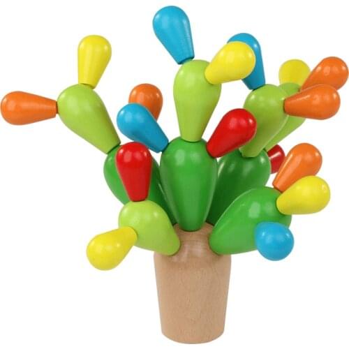 Wooden Cactus Building Toy Set 29PCS Building Blocks Playset for Kids Girl Boy Educational Toys DIY Creative Wooden toy for Kids