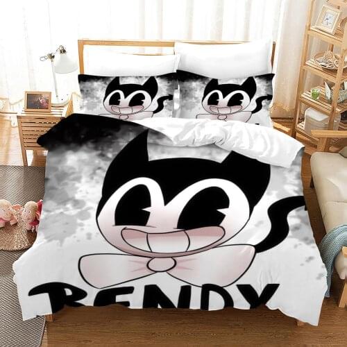 Thriller Game Bendy 3D Printed Bedding Set Ink Machine Duvet Cover King Queen Full Twin Size for Baby Kids Bedroom Decor