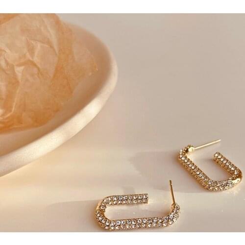 2021 New Fashion Fresh Crystal Senior Drop Earrings Contracted Joker Geometric Circular Elegant Fine Women Earrings Jewelry